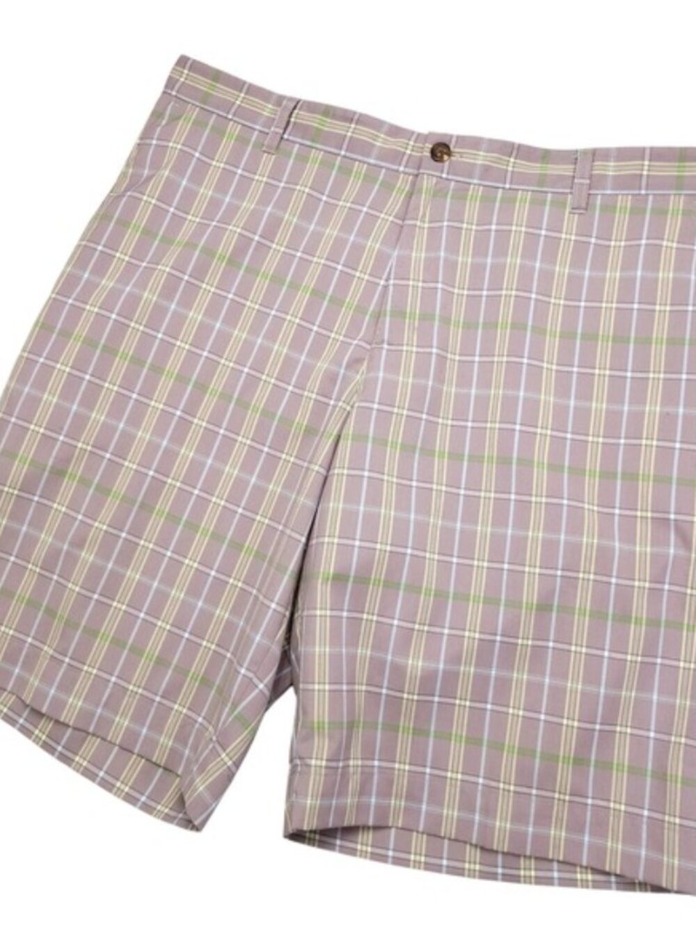 Adidas Shorts Mens 40 Brown Plaid Golf Flat Front Stretch‎ Performance Casual